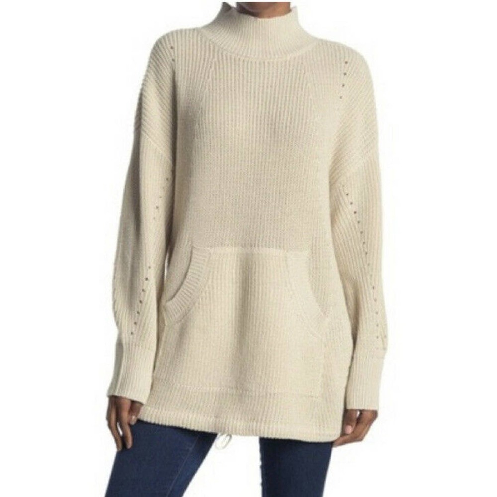 NWOT RDI Mock Neck Kangaroo Pocket Ribbed Oversized Sweater M